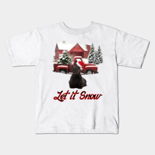 Scottish Terrier Let It Snow Tree Farm Red Truck Christmas Kids T-Shirt